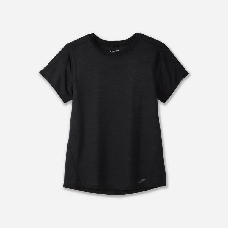 Brooks Distance Australia - Women's Short Sleeve Running Shirt - Black (206938-BHL)